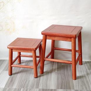 实木客厅家用小凳子四方凳高板凳饭桌餐桌凳 西非花梨木小矮凳特价