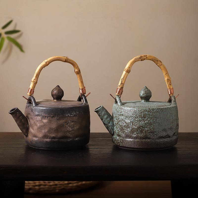 烧水壶陶瓷煮茶壶粗陶大号提梁壶850ml明火壶电陶炉围炉煮茶家用