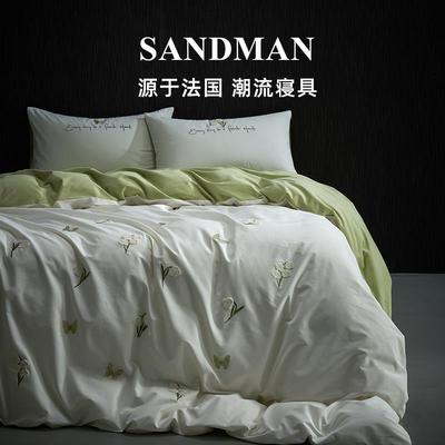 Sandman 高档磨毛刺绣四件套磨毛长绒棉床单高级感轻奢被套秋冬