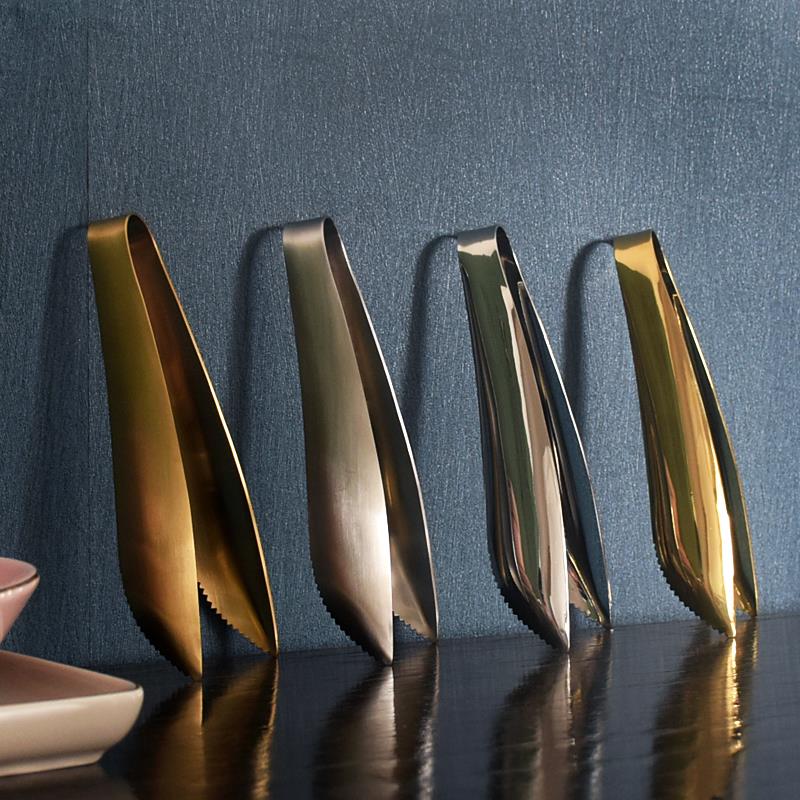 北欧风 304不锈钢零食品夹子 金色厨房夹欧式糖夹毛巾夹不脏手