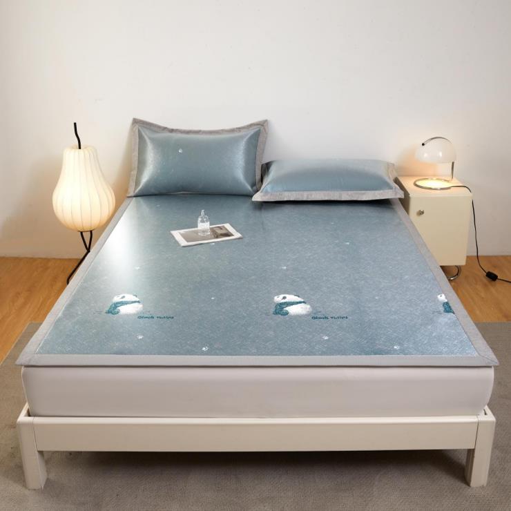 夏季凉席2025新款熊猫冰丝席家用可机洗学生宿舍单人床垫可折叠