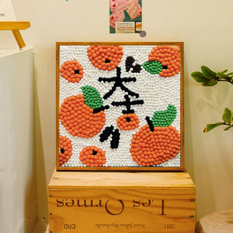 平安大吉diy毛球画 解压手工制作材料包中式简单卧室客厅装饰挂画图片