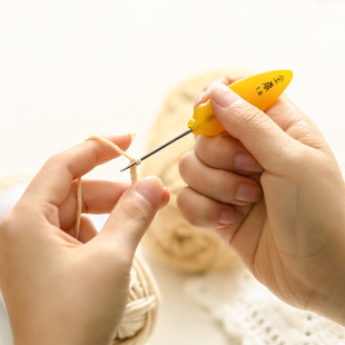 沪牌金岚玉兰花钩针短柄树脂黄手工diy编织工具钩花钩玩偶勾针