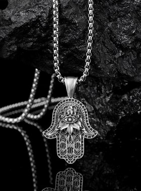 跨境热销法蒂玛之手hamser吊坠项链欧美男士万X圣节派对配饰