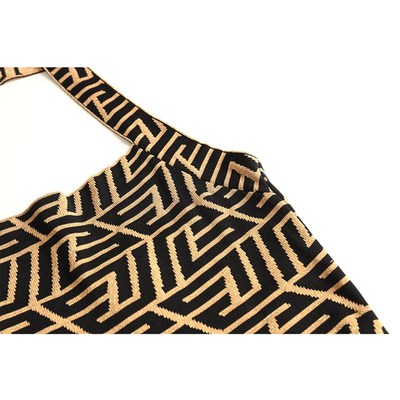 欧美新款无袖挂脖性感抹胸针织长款修身L连衣裙街头潮人气质优雅