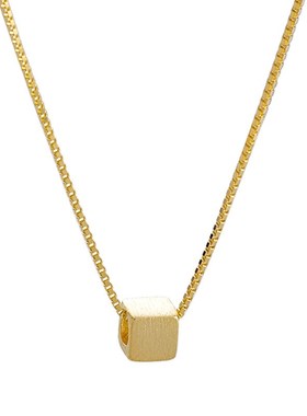 S925银简约冷淡风方块项链女小众百M搭网红夏季锁骨链配饰潮