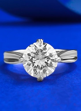 珠宝 新款S925银经典圆形白钻8.0mmK戒指环欧美ins跨境热销款