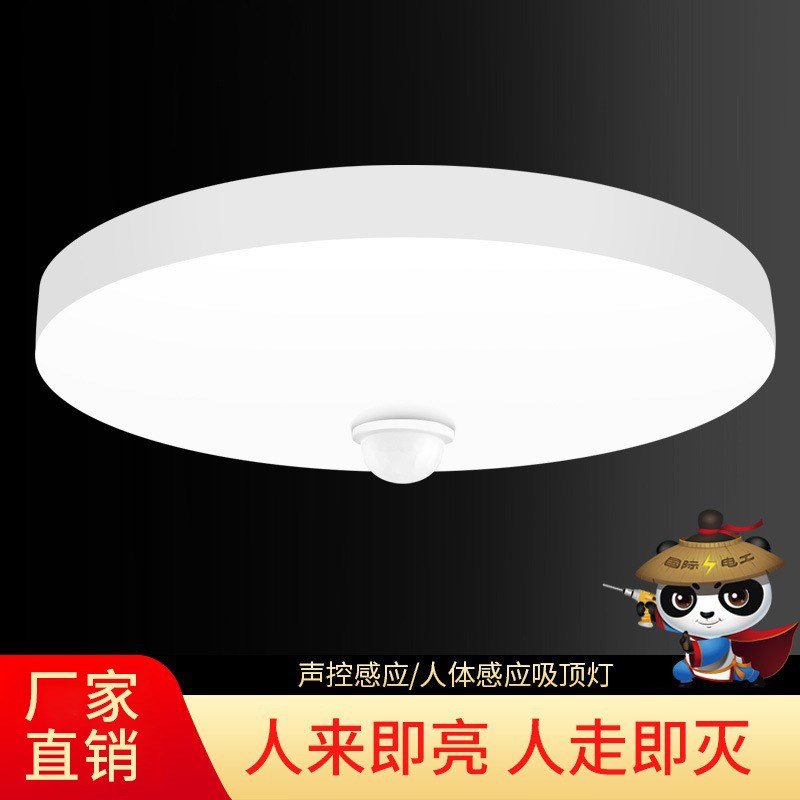 led人体感应吸顶灯入户s灯智能声光控雷达 楼道过道走廊楼梯车库