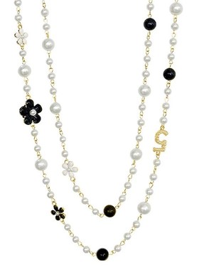 NK-121五五大小花朵手工珍珠项链多I层可叠戴长款女毛衣链秋冬新