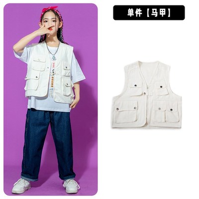 街舞儿童潮服男童嘻哈马甲套装架子鼓演出服hipOhop女童舞蹈表演