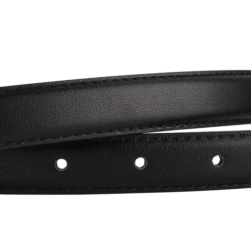 小众银色针扣真皮女士皮带 质感百搭D牛仔裤西裤牛皮细腰带女款in