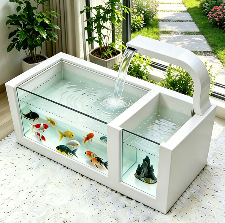 水石玉阳台不锈钢鱼池花箱金属流水摆件室外露台庭院水景瀑布