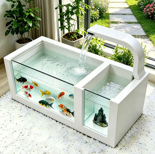 水石玉阳台不锈钢鱼池花箱金属流水摆件室外露台庭院水景瀑布