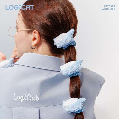 LOGICAT毛绒发绳秋冬扎丸子头高弹力耐用不伤发可爱猫咪发饰发圈