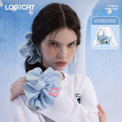 LOGICAT格子猫大肠发圈高弹耐用发绳柔软睡眠不伤发秋冬新款发饰