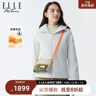 休闲户外连帽棉服 发热石墨烯防风外套25年冬款 ELLE ACTIVE女装