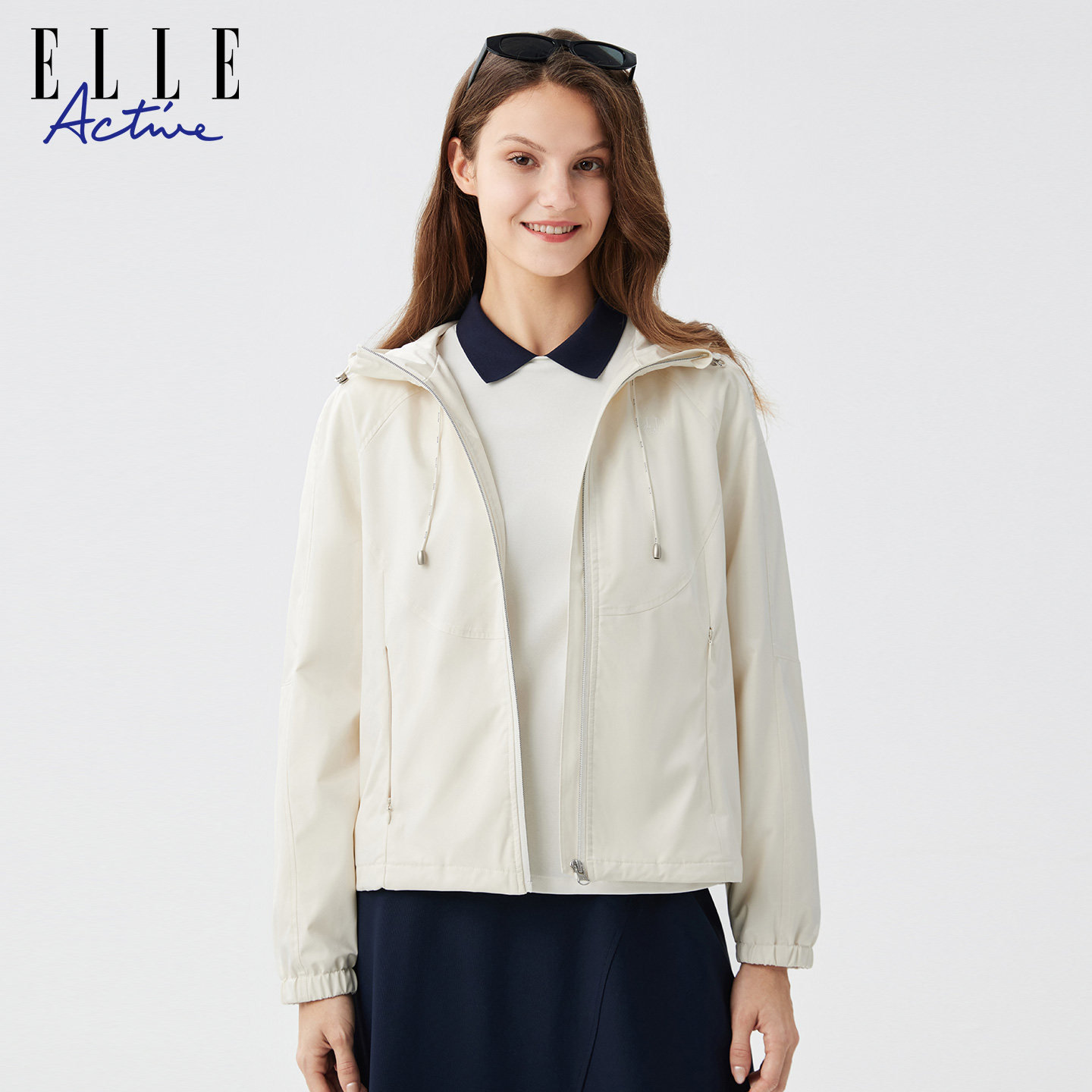 ELLE ACTIVE连帽风衣秋冬款抽绳防风百搭运动外套女户外休闲夹克,运动服/休闲服装,运动茄克/外套,淘宝优惠券,粉丝福利购,淘宝优惠卷
