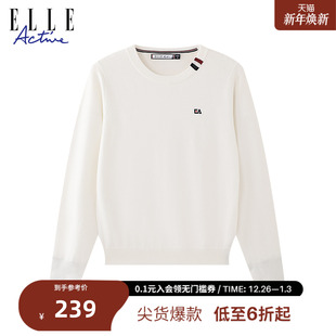 套头毛衣休闲长袖 25年秋款 上衣女 ACTIVE圆领撞色条纹针织衫 ELLE