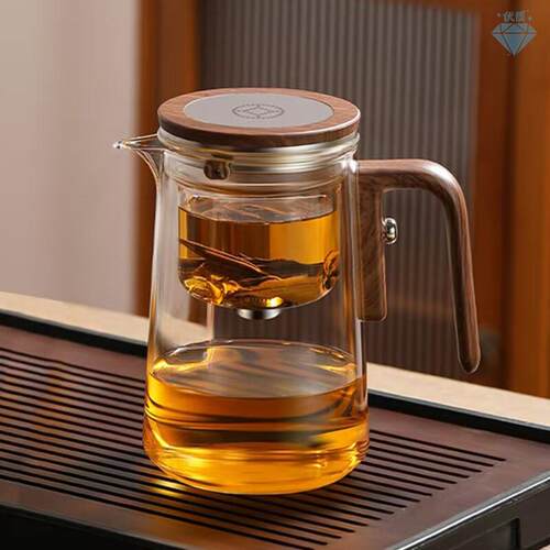 顶壶耐热磁吸飘逸杯全玻璃内胆茶水分离泡茶壶套装一键过滤冲茶器