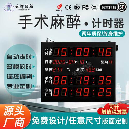 LED温湿度医院手术室麻醉计时电子看板时钟万年历自动校时显示屏