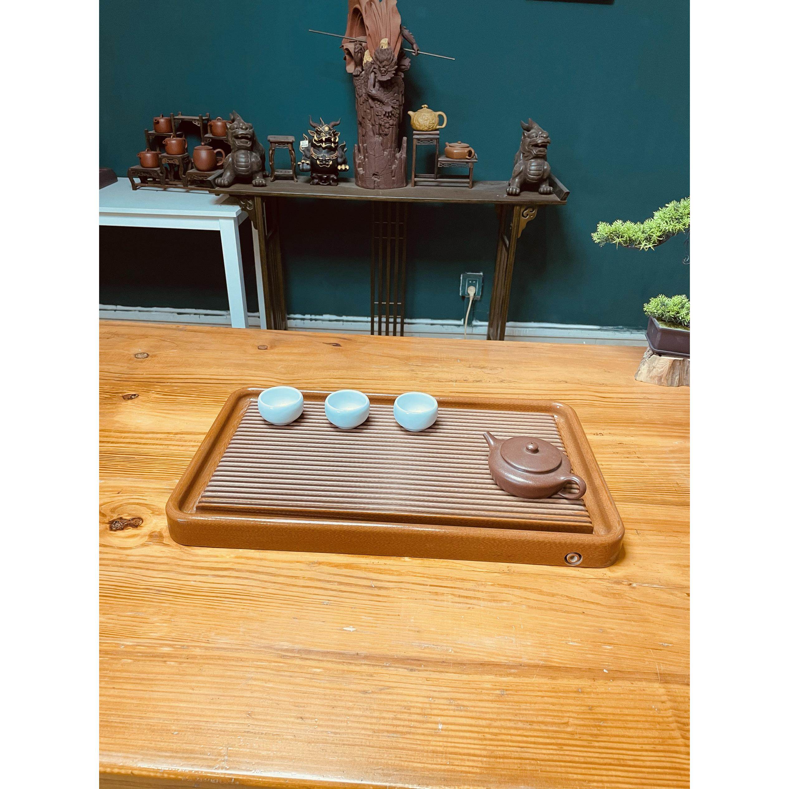 素盘龙鳞纹轻奢简约家用茶盘小型功夫茶具客厅电木茶盘干泡排水盘