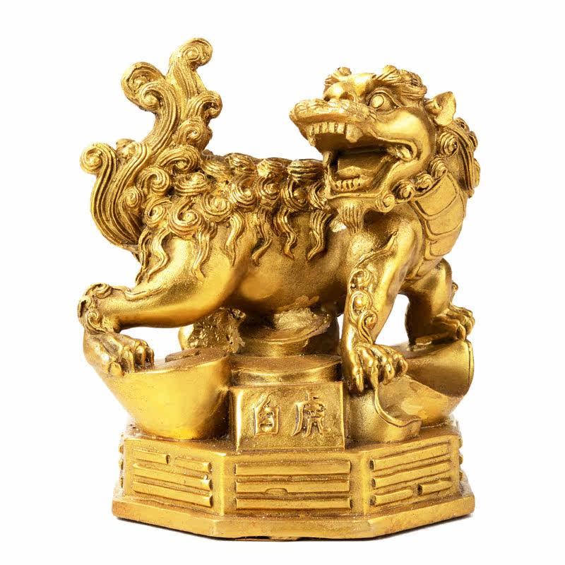 新加坡纯黄铜四方神兽摆件铜青龙白虎朱雀玄武铜四神兽一套家居工
