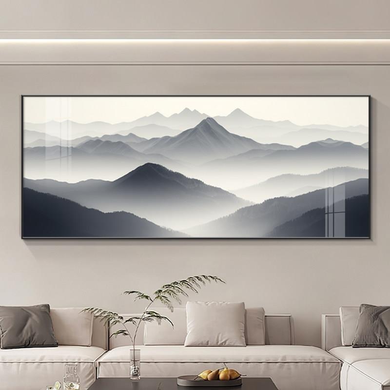 背后有靠山客厅装饰画新中式山水画沙发背景墙挂画高级感大气壁画