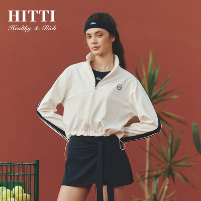 Hitti运动复古撞色立领网球高尔夫夹克衫透气挡风外套