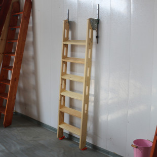 贴墙翻折叠伸缩伸拉隐形收纳垂直实木楼梯子loft阁楼平台家用整体