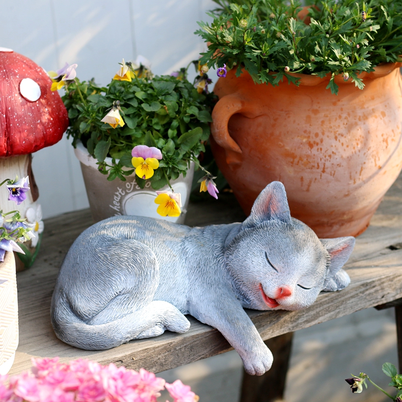 创意家居饰品客厅桌面猫咪欧式房间布置装饰品摆设户外 庭院摆件