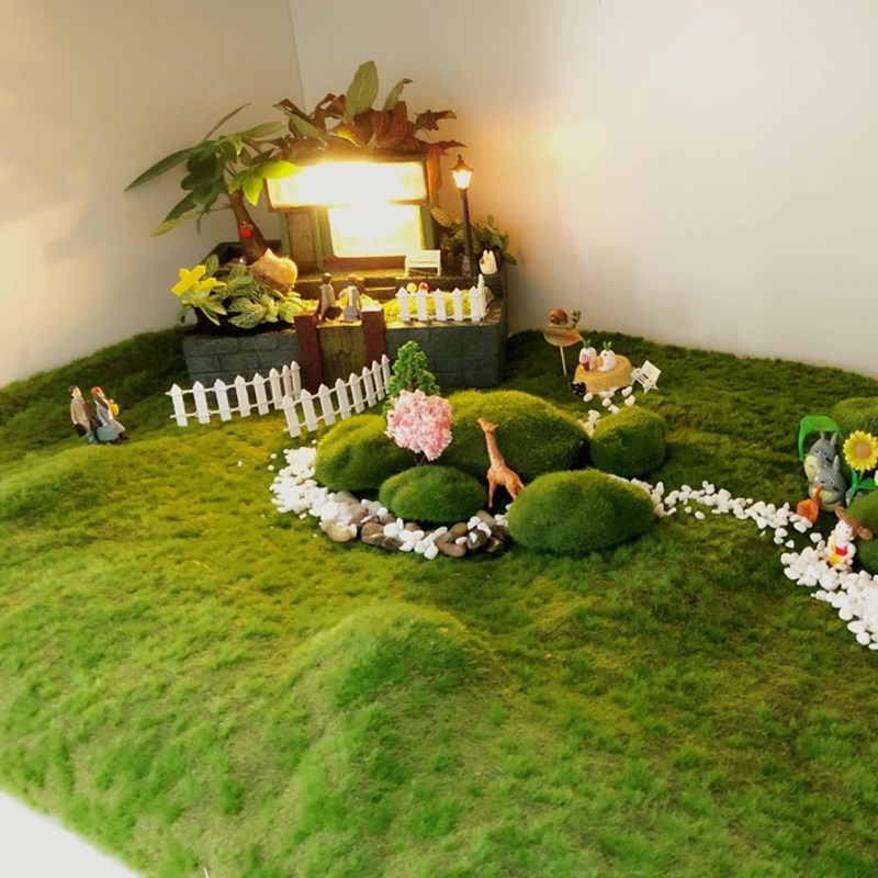 仿真青苔藓草皮微景观绿色造景场景橱窗展示盆景假苔藓粉草坪植物