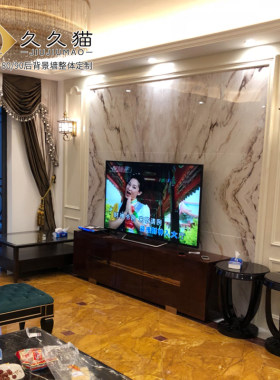 北欧瓷砖背景墙别墅欧式复式护墙板轻奢岩板电视墙罗马柱大理石材