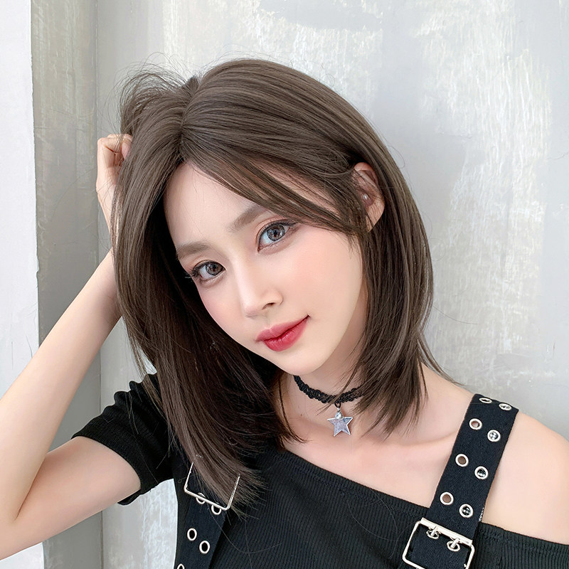 假发女中长发自然中分修脸短直发全头套式网红锁骨发内扣短发造型