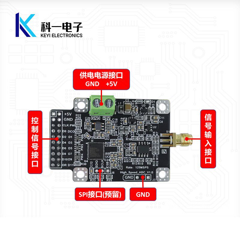 AD9233模块 12位125M高速ADC数据采集模数转换器模块FPGA并行接口