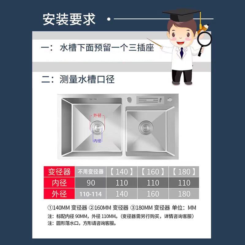 家用厨房垃圾处理器厨余食物粉碎机自动进水全自动1500W大功率