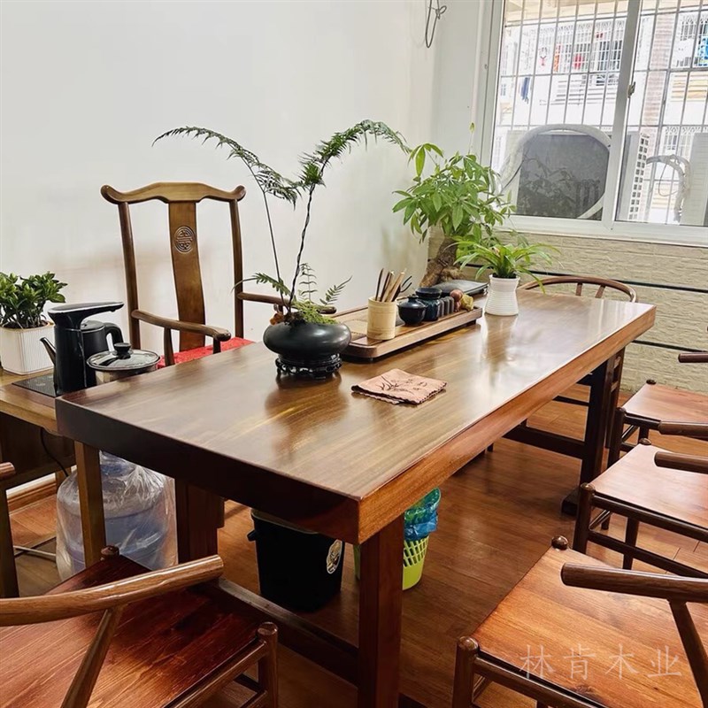 奥坎实木大板茶桌原木餐桌画 画案红木花梨木茶台茶板整块清仓新