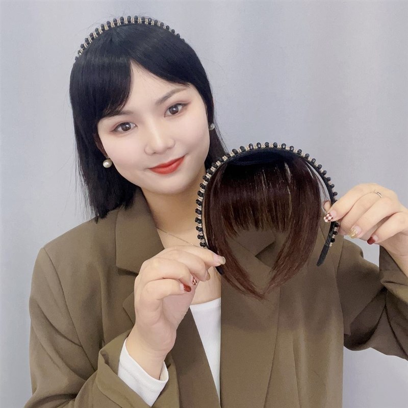 假发女水钻发箍空气刘海一体补发修颜自然隐形遮白发假刘海全真发