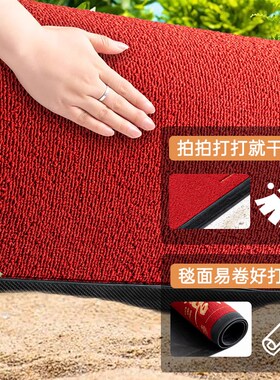 入户地垫进门垫轻奢高级感耐脏防滑门口脚垫中式红色家用玄关地毯