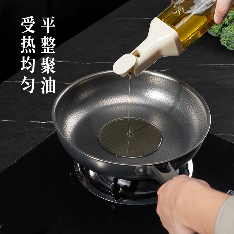 卢记钛锅纯钛全钛锻打锤纹无涂层平底煎锅不沾锅鸡蛋烙饼牛排煎锅