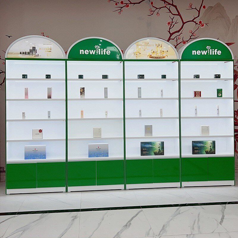 新生活化妆品展示柜烤漆美容院产品展柜面膜护肤品柜子陈列柜定制