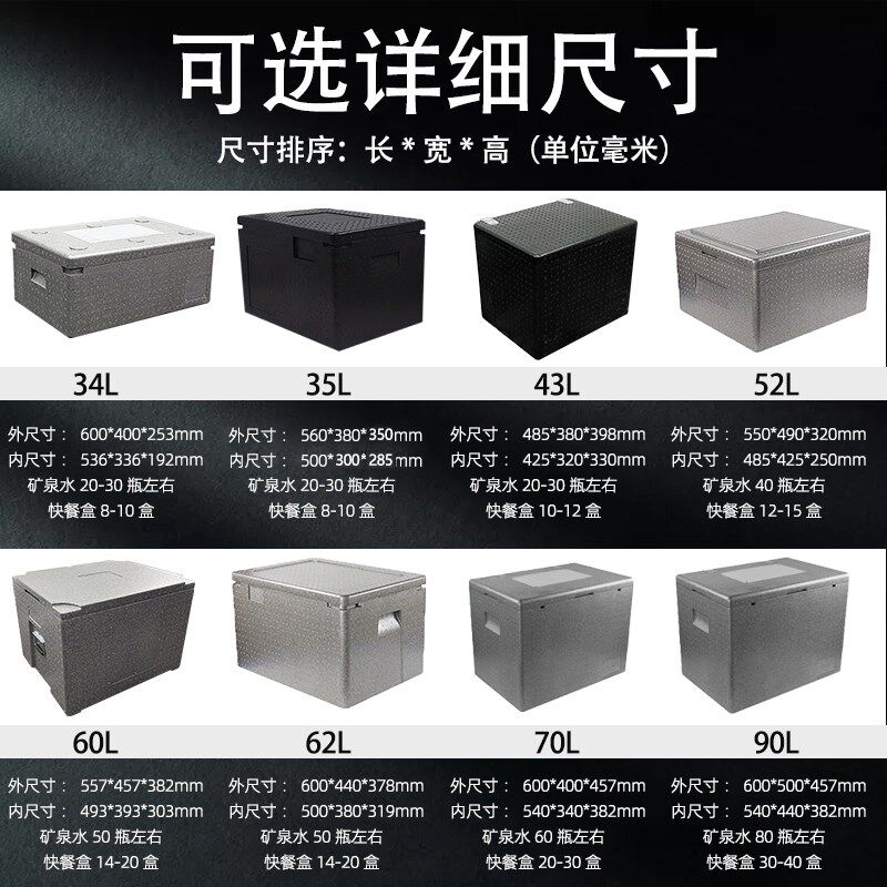 大号epp加厚泡沫箱保温箱商用户外摆摊车载快餐盒饭配送保热冷藏