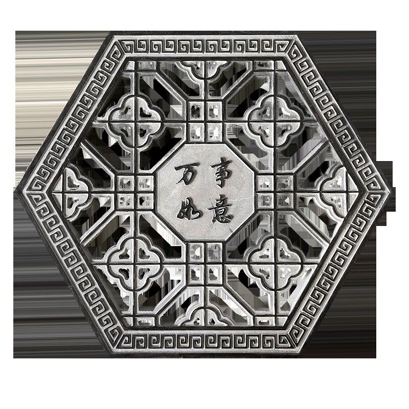 石雕青石窗花仿古中式围墙镂空花臂浮雕庭院玄关花格窗棂透雕摆件