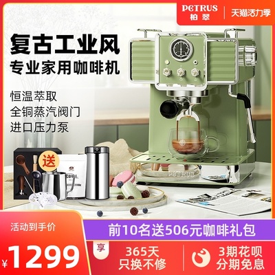 柏翠PE3690复古意式浓缩咖啡机家用小型全半自动专业蒸汽打奶泡