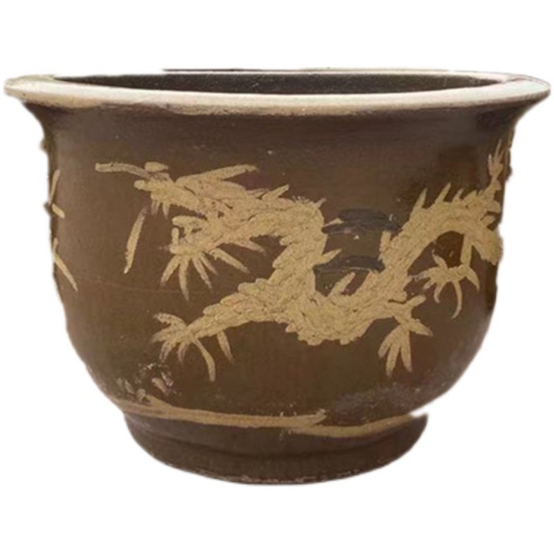 龙缸花盆粗陶均釉缸大型铁树茶树落地盆陶瓷花卉绿植盆栽种树龙缸
