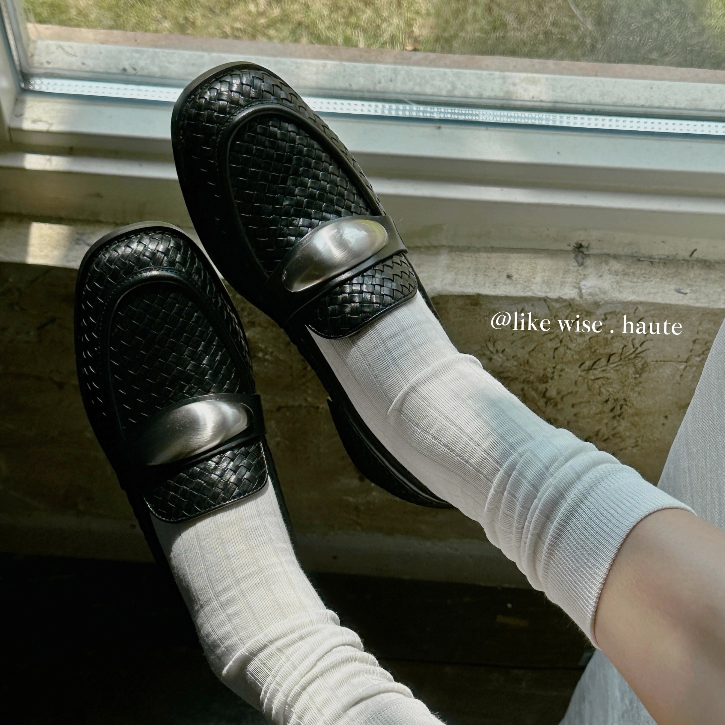 LIKE WISE HAUTE · 3CM方圆头手工编织头层牛皮老钱风四季乐福鞋