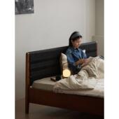 中古风橡木实木床包豪斯套色1.8米1.5米原木大床侘寂风绳编民宿