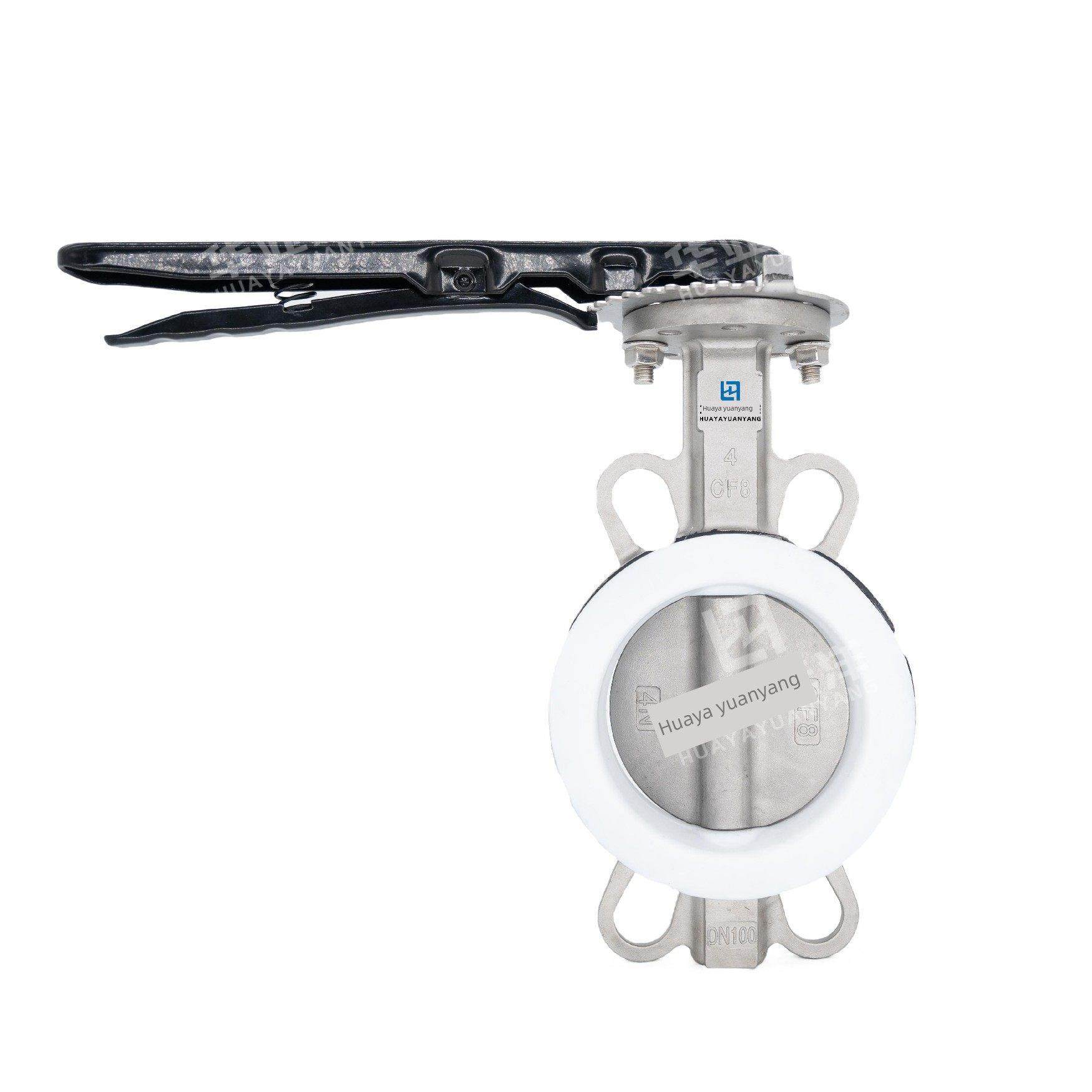 不锈钢全衬四氟手柄对夹蝶阀D71F46-10/16P/RL宽边四氟304/316L板,五金/工具,蝶阀,淘宝优惠券,粉丝福利购,淘宝优惠卷