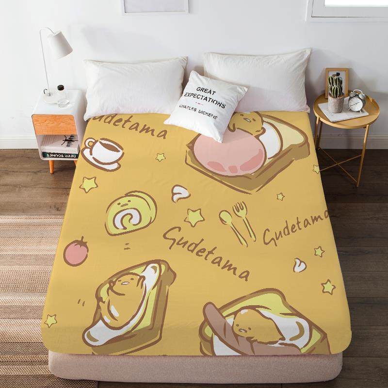 懒蛋蛋床笠卡通可爱学生宿舍四季磨毛单品可裸睡透气床垫保护罩子