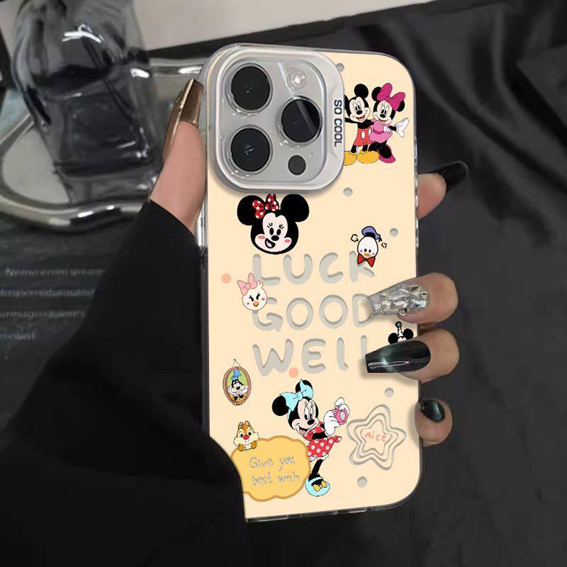 米奇米妮适用iphone17手机壳女苹果16ProMax简约ins风iphone15荣耀500OPPO可爱硬彩银壳vivos30Pura80小米17