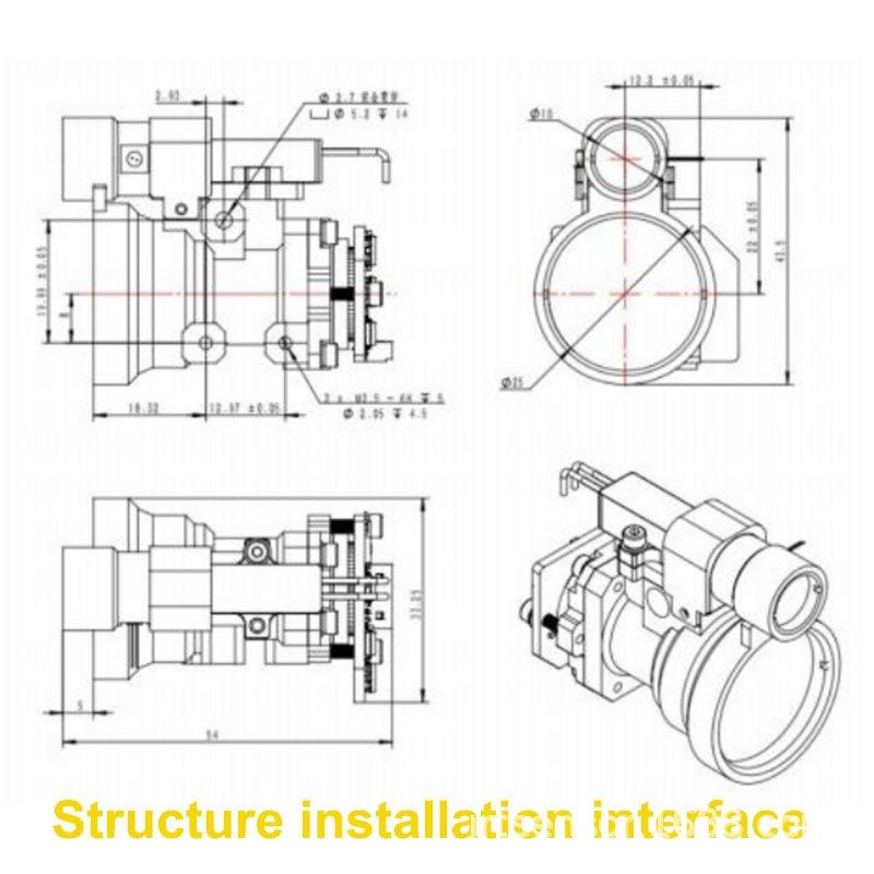 5000米微型红外传感器IR sensor热成像集成 RS422激光测距模组5km